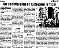 Un Beauvaisien en lutte pour le Tibet. Article paru dans Le Courrier Picard (le18 mai 1998)