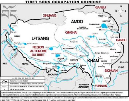 Carte du Tibet occupé